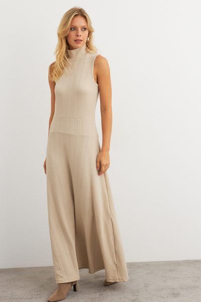 NEW JOURNAL Kadın Vanilya Basic Maxi Elbise MTF29