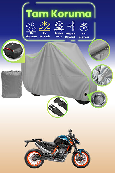 Dokaca Neo غطاء دراجة نارية رمادي نيون قماش مجدّل متوافق مع KTM 890 Duke، غطا...