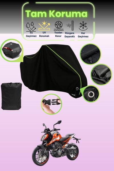 Dokaca Neo حقيبة خلفية سوداء نيون قماش مجدّل متوافقة مع KTM 125 Duke، غطاء در...