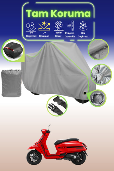 Dokaca Neo غطاء دراجة نارية متوافق مع لامبريتا X300، غطاء حماية، رمادي نيون ق...