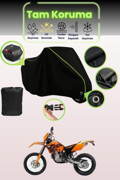 Dokaca Neo حقيبة خلفية سوداء نيون قماش مجدّل متوافقة مع KTM 525 EXC، غطاء درا...