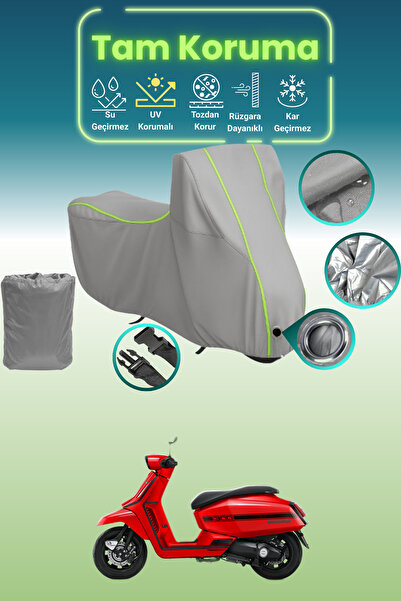 Dokaca Neo غطاء محرك متوافق مع لامبريتا X300 باللون الرمادي النيون قماش مجدّل...