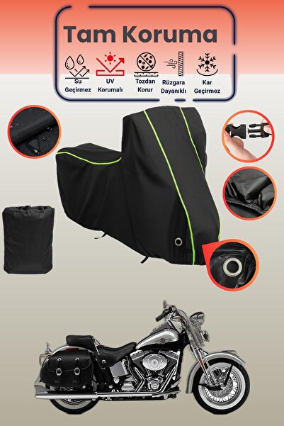 Dokaca Neo غطاء دراجة نارية أسود نيون قماش مجدّل متوافق مع هارلي ديفيدسون هير...