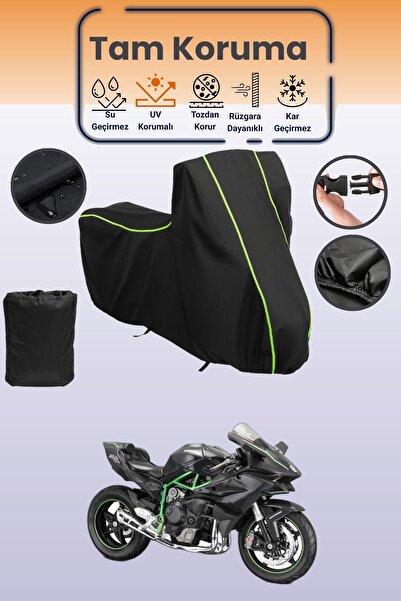 Dokaca Neo غطاء محرك متوافق مع كاواساكي نينجا H2 باللون الأسود النيون قماش مج...