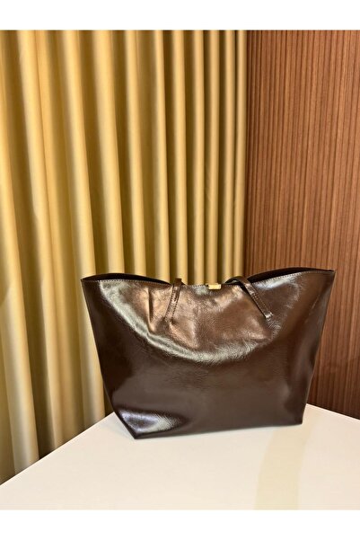 MU&ME BOUTİQUE Bag Double Handle Glossy Leather Large Size