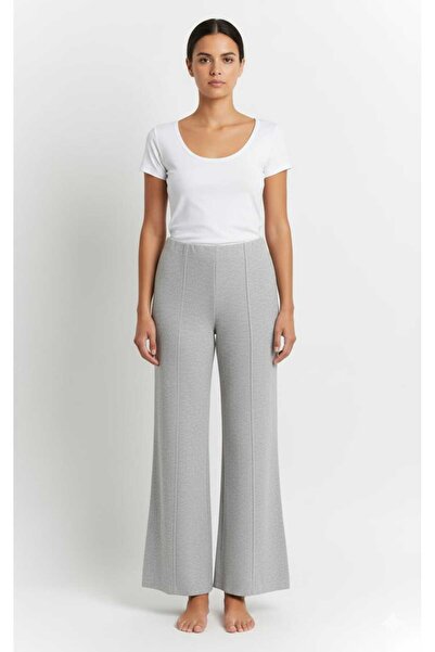 kikiriktekstil Kadın Fitilli Kadife Palazzo Pantolon – Yüksek Bel, Ön Çima Di...