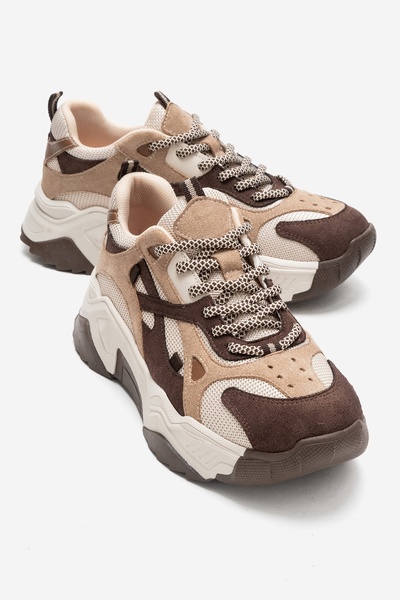 LuviShoes Lecce Brown Suede Multi Women's Sneakers