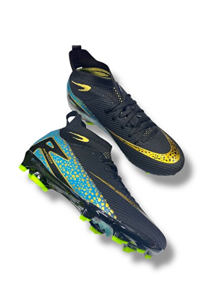 güneşayakkabı 610 Süperfly Özel Taban Çoraplı Krampon Siyah Turkuaz Desenli