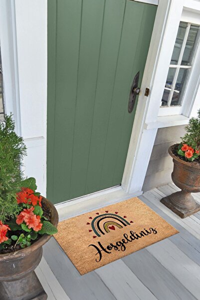 Napoli Home Hoşgeldiniz Yazılı Baskılı Kaymaz Taban Silinebilir Kapı Önü Pasp...