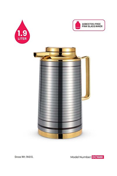 DELCASA DELCASE Stainless Steel Vacuum Flask Silver/Gold 1.9Liters
