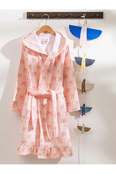 LC Waikiki LCW HOME Pembe Kapüşonlu Pamuklu Kız Çocuk Bornoz