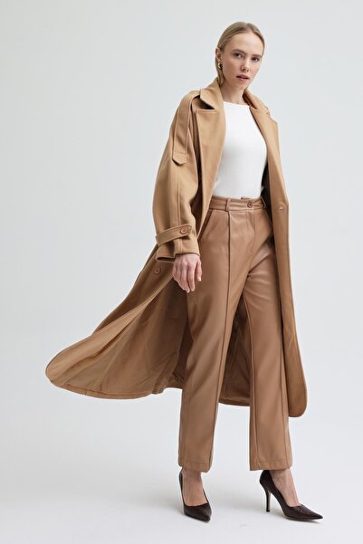 Lijuri Double-Breasted Collar Belted Cashmere Coat 7096 R8-F-K2