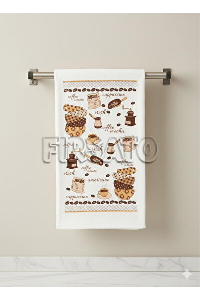 Fırsato Mutfak Havlusu 30 x 50cm | Kahve Cezve Desenli | Pamuklu | 5'li Set