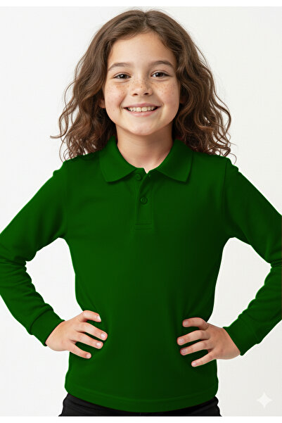 FEEL STYLE Children's Polo Neck Long Sleeve School T-Shirt Polo Fabric School...