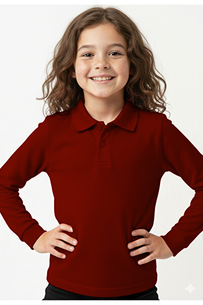 CC STORE Children's Polo Neck Long Sleeve School T-Shirt Polo Fabric School W...