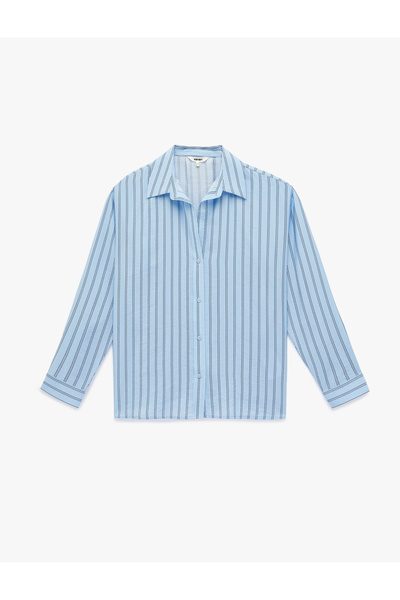 Koton supradimensionat Cămașă din viscoză cu mâneci lungi, cu guler clasic, c...