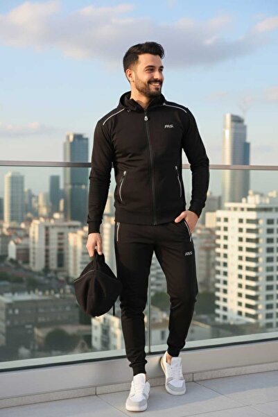 Fors Life Men's Removable Hooded Compact Tracksuit Set, Black