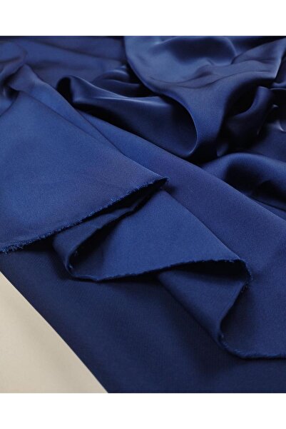 Kumaş Parça Țesătură din satin de culoare albastru închis (lățime 140 cm x lu...