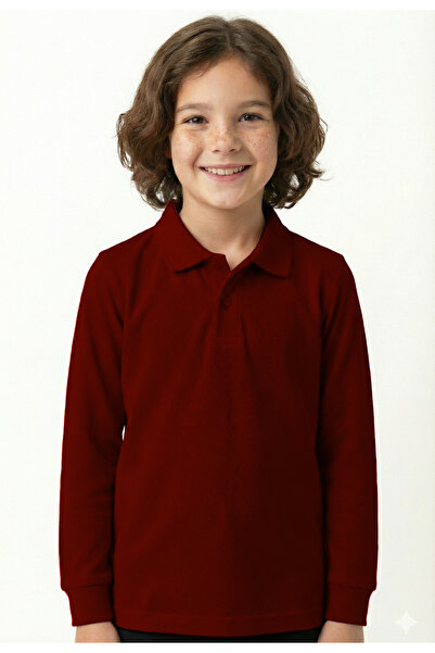 FEEL STYLE Children's Polo Neck Long Sleeve School T-Shirt Polo Fabric School...