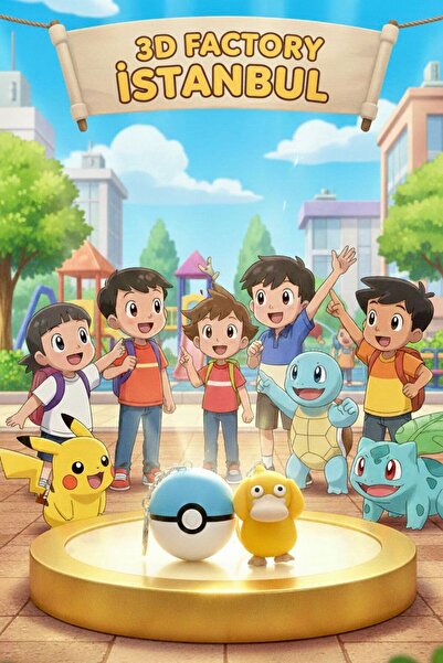 LO ADORO 2Pcs Pikacu Pekemon Ball Psyduck Keychain 4.5cm 3D Original Printing Bag Accessory