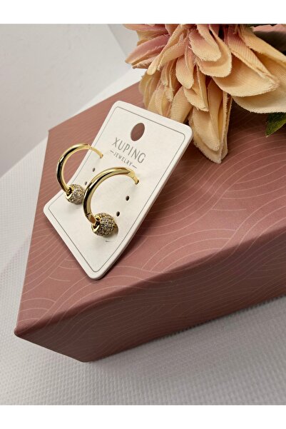 XUPING JEWELRY Zircon Stone Top-Perforated Model Steel Earrings with a Ring I...