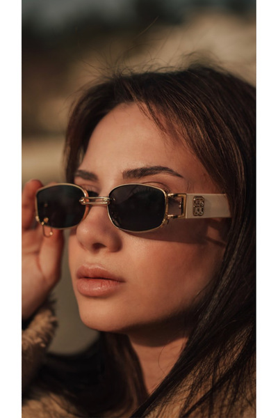 Angel Eyes Rectangular Cream Pierced Unisex Sunglasses Yw8032L-A