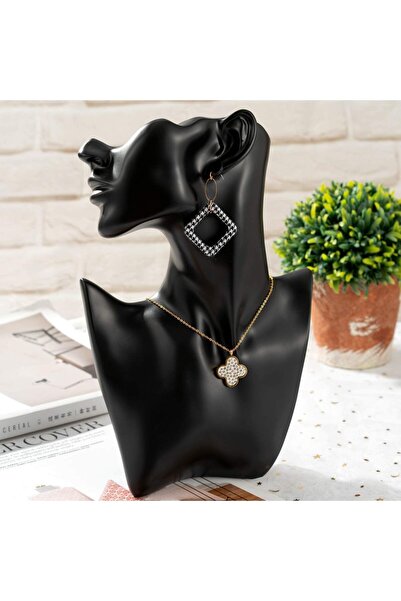 co arma Jewelry holder for women, necklaces and earrings, mannequin head shape, silver color