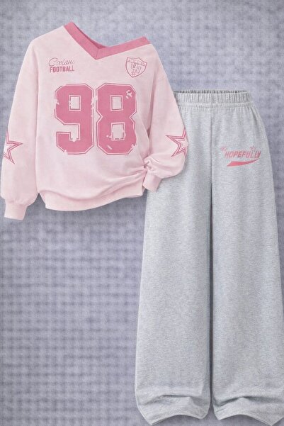 Kids Çocuk 98 Baskılı V Yaka Alt Üst Takım