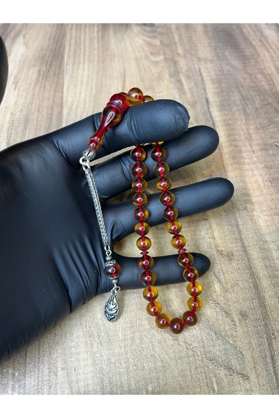 Mos Tespih سبحة كهرمان فاخرة بتصميم كروي مطاطي للكف