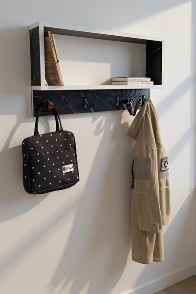 Moemi Portmanto Duvar Askılığı 80 cm Elbise Askılığı Raflı Duvar Askılığı Kit...