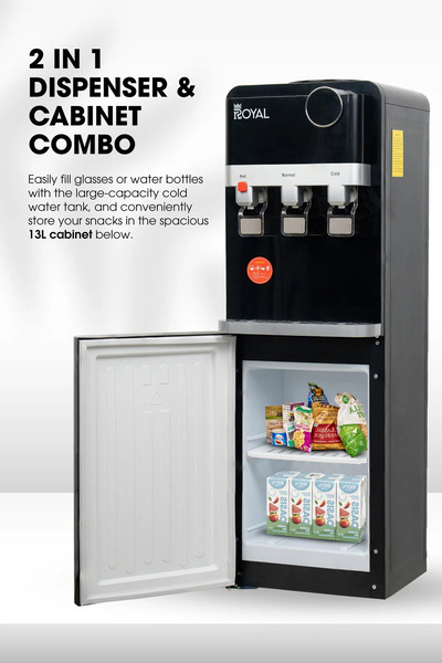 Royal Appliances Stand Water Dispenser with Cabinet | 3 Taps Hot, Cold & Norm...