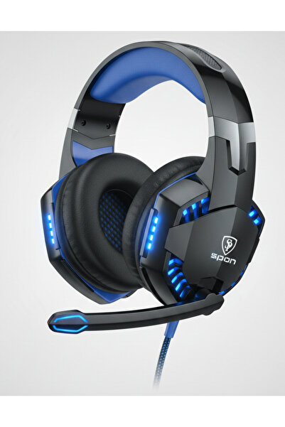 Spon Aspon Gaming Headset with Built-in Lighting, Microphone, and 3.5mm Port (Model 700276)