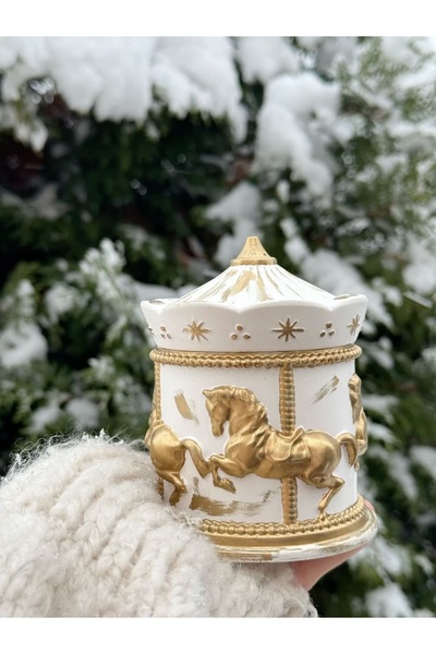 Özalp Decor Atlı Karınca Biblo& Kutu– Gold Altın Taş Tozu Şık Saklama Kutusu-...