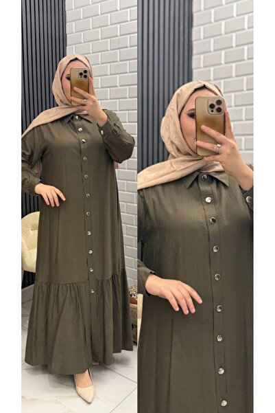 İLGEN TEKSTİL Flawed Long Summer Dress with Flawed Detail