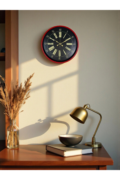 soi home Zentime 36 Cm Kırmızı Dekoratif Duvar Saati