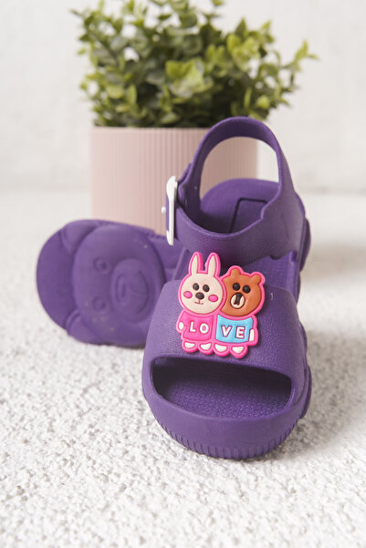 Rexven Erkek/Kız Çocuk Lila Kaydırmaz Tabanlı Hayvan Figürlü Günlük Rahat Yaz...
