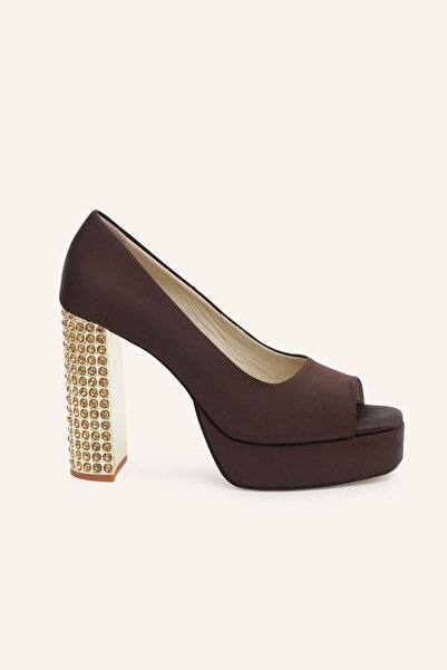 MARCATELLI Kahve Saten Platform Topuklu Ayakkabı