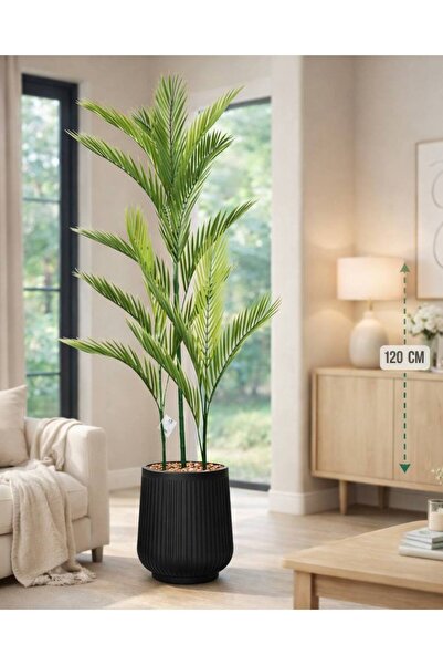 CENTRHOME Artificial areca tree with three branches, 120 cm long, in a trimme...