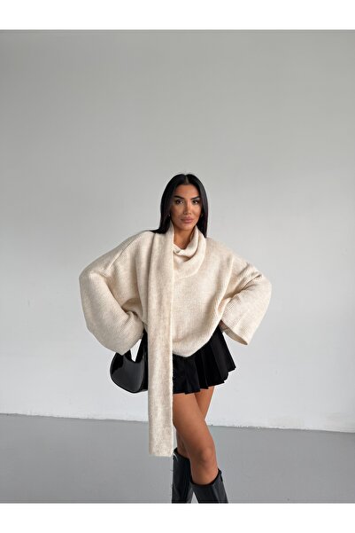 Lamierra Soft V-Neck Women's Knit Sweater with Shawl Detail