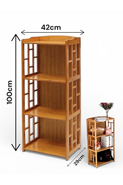 cc bin shihon Bamboo wood storage shelf, bookshelf, living room cabinet, wooden organizer