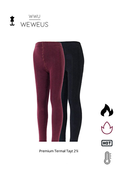 Weweus Premium Siyah Bordo Çocuk Termal Havlu 2'li Tayt