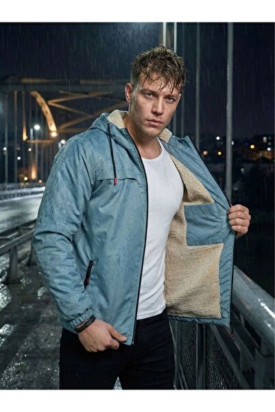 FLUEND MODA Men's Water and Wind Resistant Fur Jacket Coat