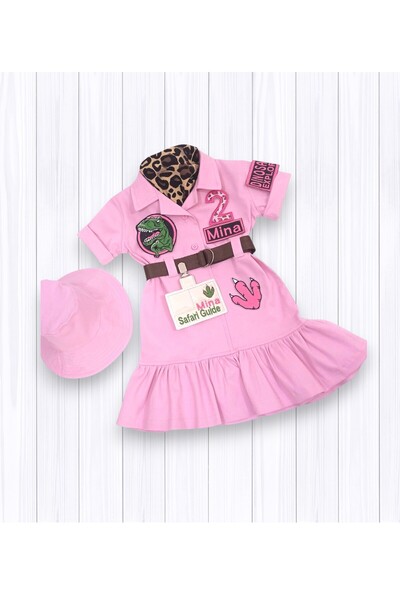 Mum Design Gifts PEMBE DİNAZOR-SAFARİ ELBİSESİ