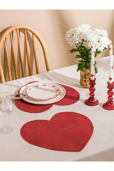 LC Waikiki New Red Heart Figured American Dinner Set 2-Piece 38 cm City