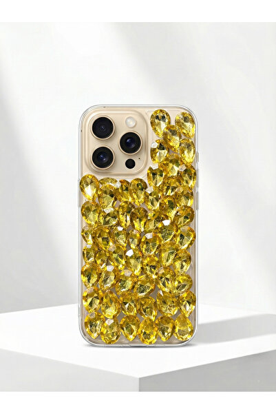 OSG iPhone 16 Pro Compatible Gold Drop Stone Embroidered Premium Phone Case