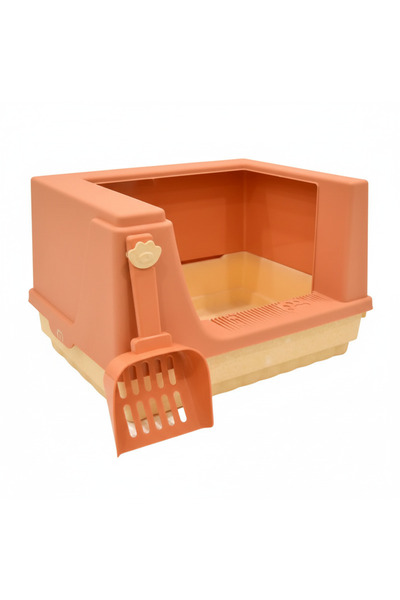 Tofu World Premium Semi-Enclosed Cat Litter Box with Integrated Scoop