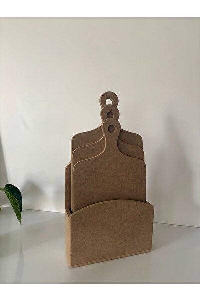 zeygift Standlı Sunumluk 3'lü, Boyanabilir Ham Mdf Objeler