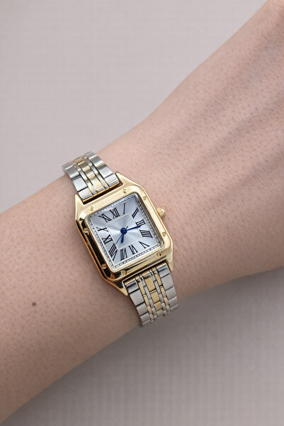 FIORA AKSESUAR Stylish Square Design Steel Case Steel Band Silver Dial 20mm W...