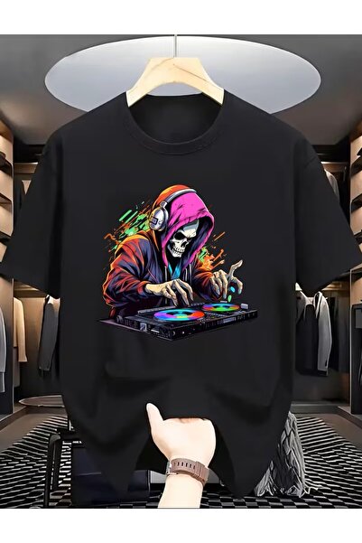 oneagılyazı Тениска с къс ръкав и обло деколте с DJ принт