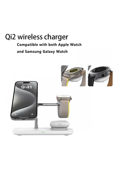 Choice QI2 T255-White 3 in 1 Wireless Charger Stand For iPhone 12/13/14/15/16...